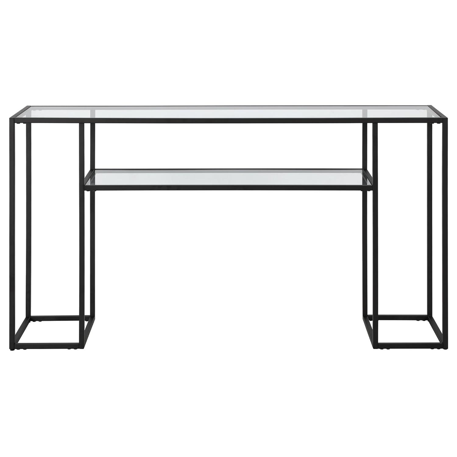 Evelyn&Zoe Marilyn 55" Wide Rectangular Console Table, Blackened Bronze