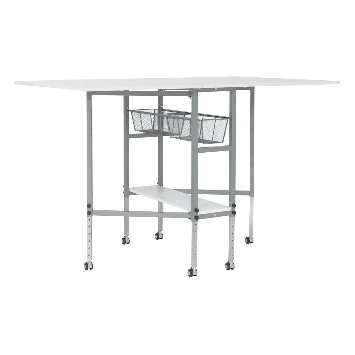 Sew Ready 58.75'' x 36.5'' Foldable Sewing Table with Sewing Machine Platform and Wheels