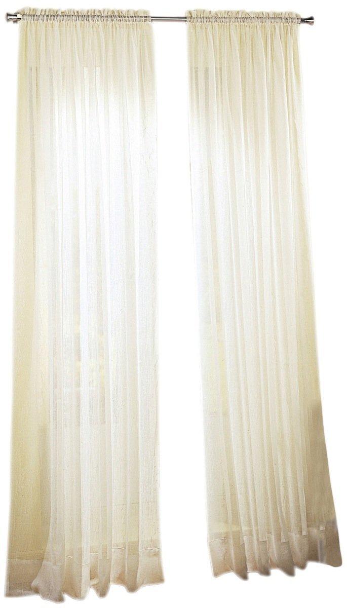 No. 918 Jillian Crushed Voile Sheer Rod Pocket Curtain Panel, 51" x 63", Eggshell