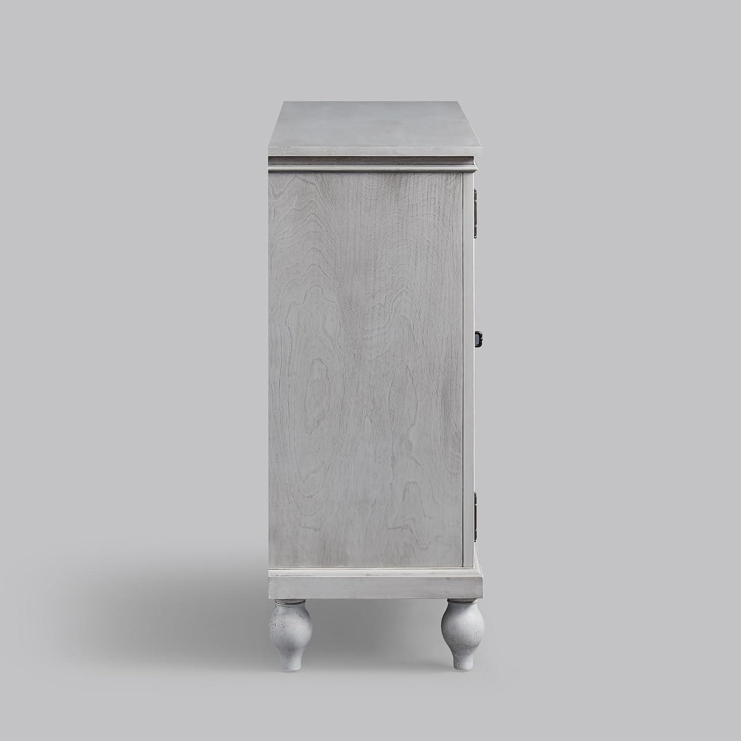 Antique White Wood 45 in. Kitchen Sideboard Buffet with 3 Storage Drawer Dining Room Cabinet Serving Wine Cupboard