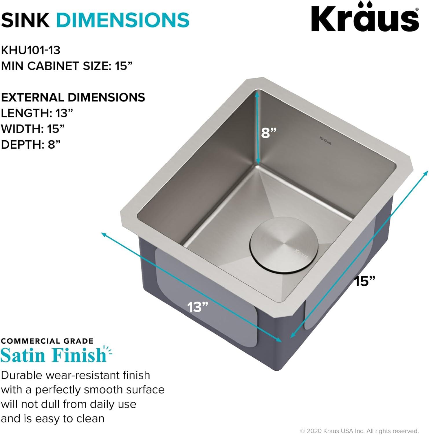 Kraus 13-inch Stainless Steel Undermount Bar Sink