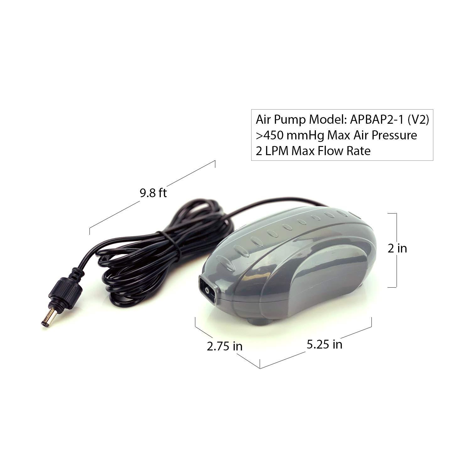 AEO Bomba de Aire con Energía Solar Kit: de una Piedra de Aireación, Bomba de Aire de 2 Lpm y Panel Solar de 1,5 W para Estanques de Peces, Acuicultura, Hidroponía y Burbujas