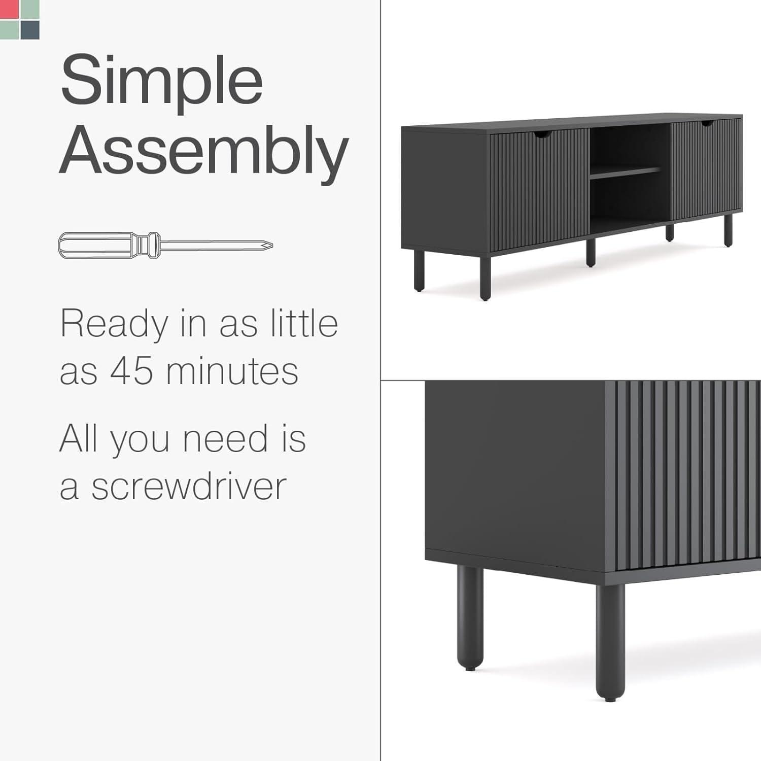 Stead Adjustable Shelves Television Stand, Wood Multi-color, 104 lbs