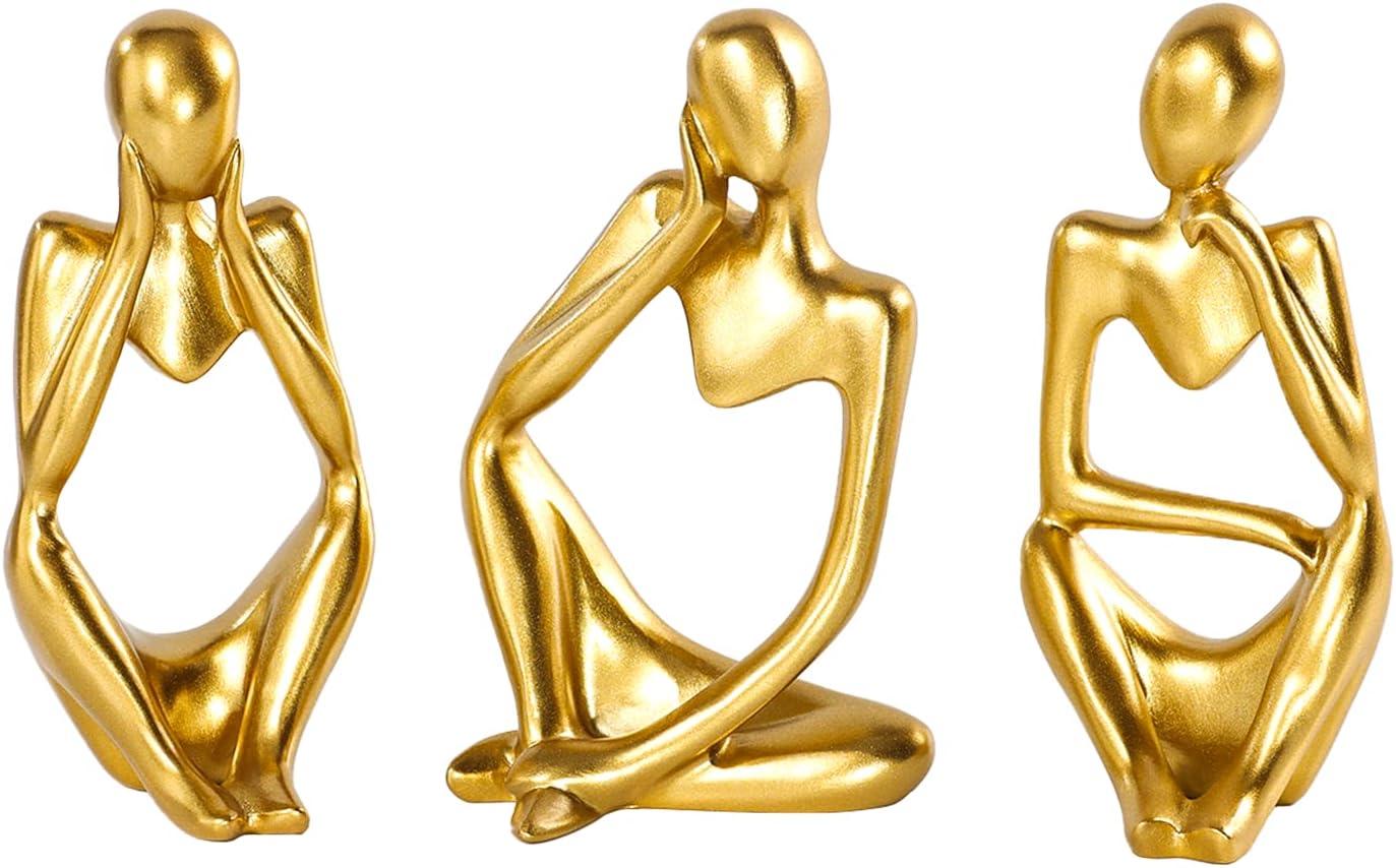 Golden Resin Abstract Thinker Statue Set