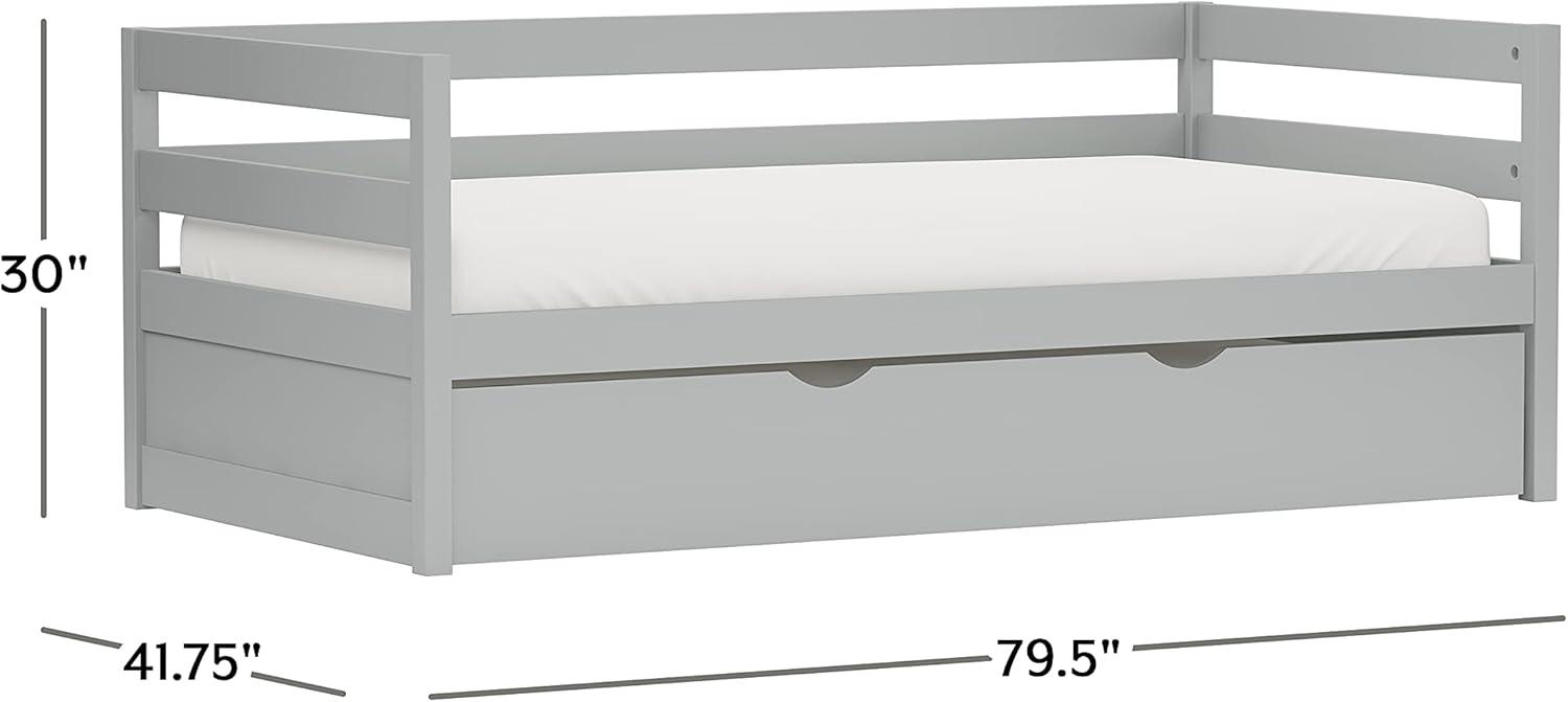 Gray Twin Pine Wood Daybed with Trundle and Slats