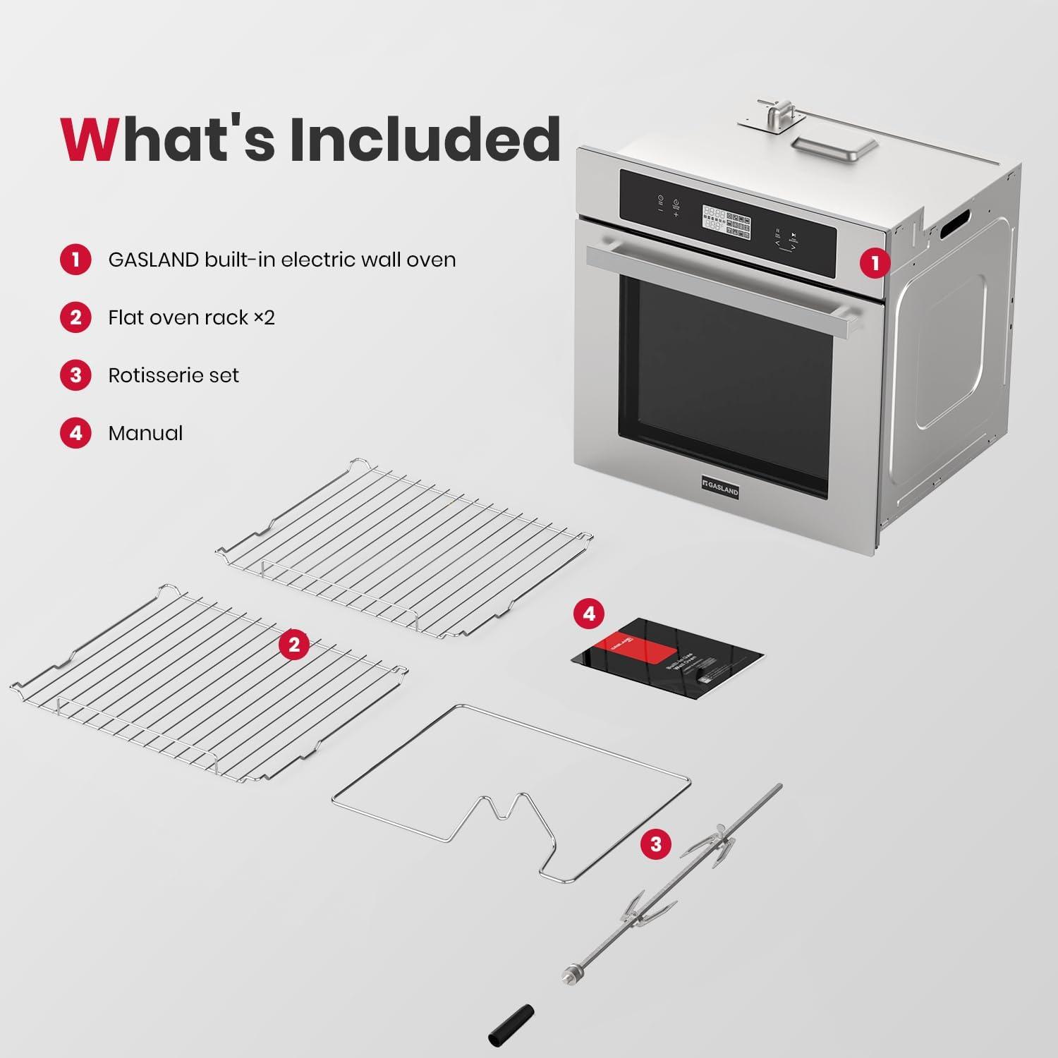 GASLAND 24" 2.3 cu. ft. Electric Single Wall Oven With 6 Cooking Functions ES606MS