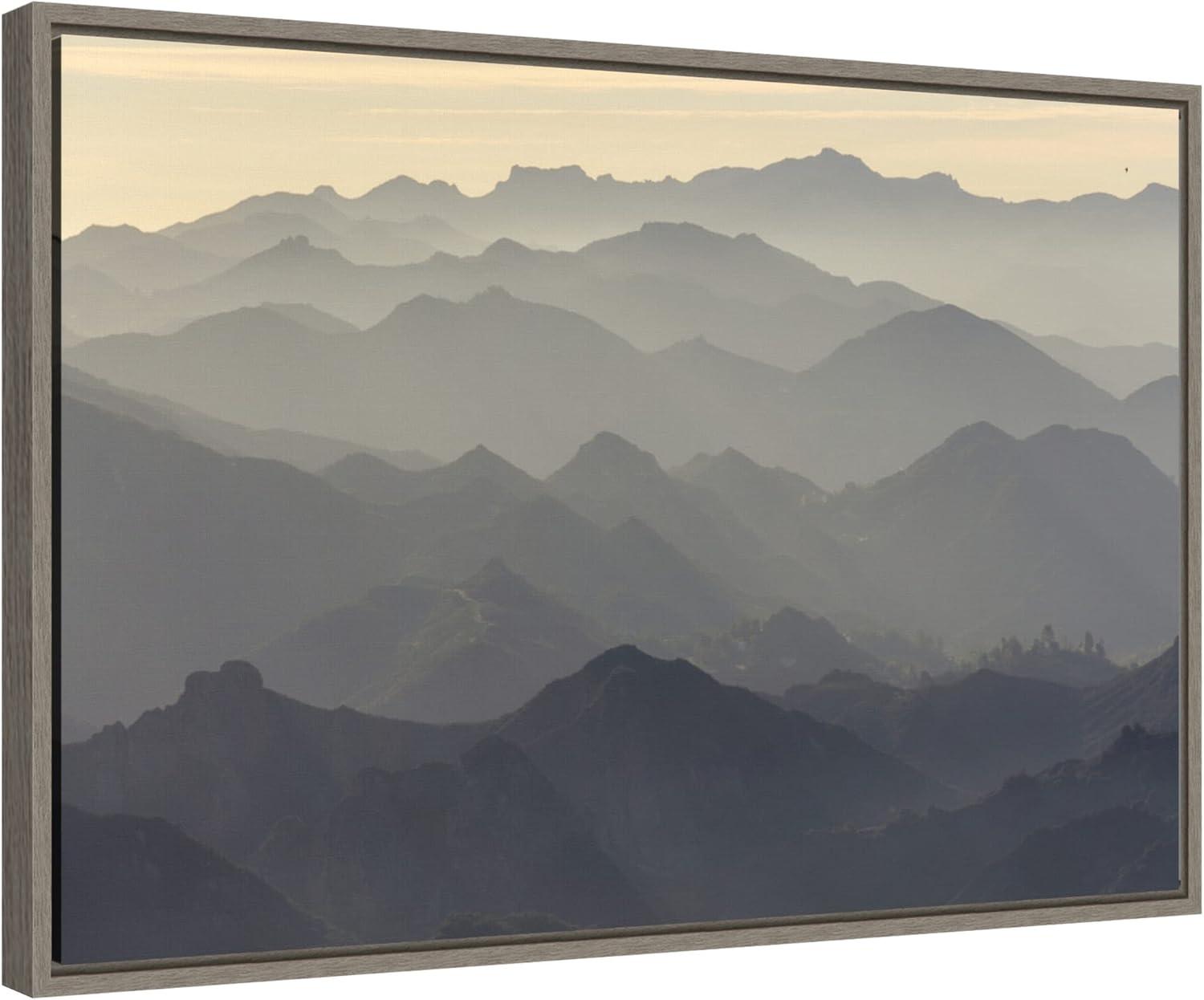 23" x 16" Santa Monica Mountains by Rob Sheppard Danita Delimont Framed Canvas Wall Art - Amanti Art: Hand-Stretched, Sawtooth Back