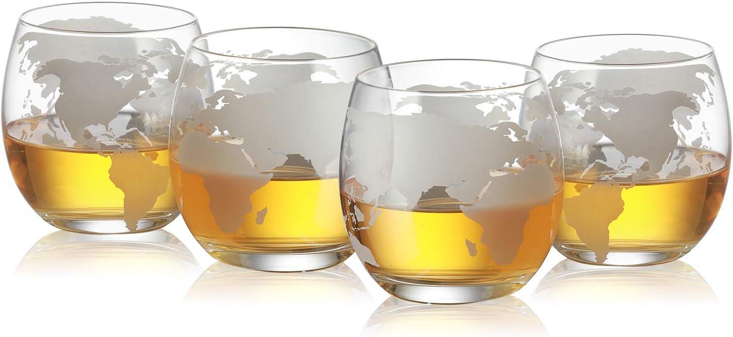 Lead-Free Glass Globe Whiskey Decanter Set with Helicopter Design