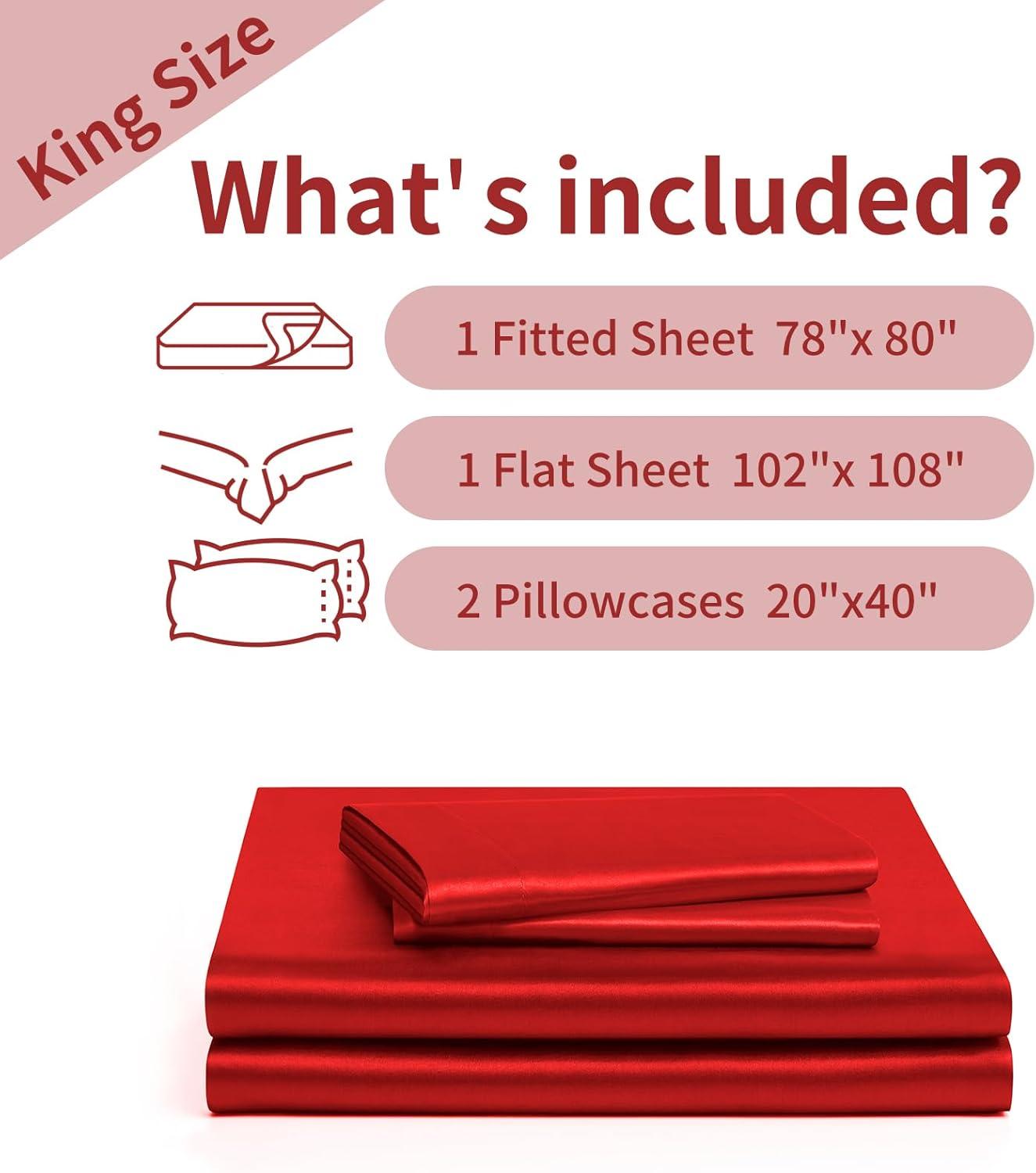 Burgundy King Satin Microfiber Deep Pocket Sheet Set