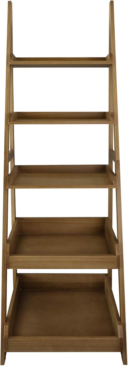 Alpine Gray Solid Wood 5-Shelf Ladder Bookcase