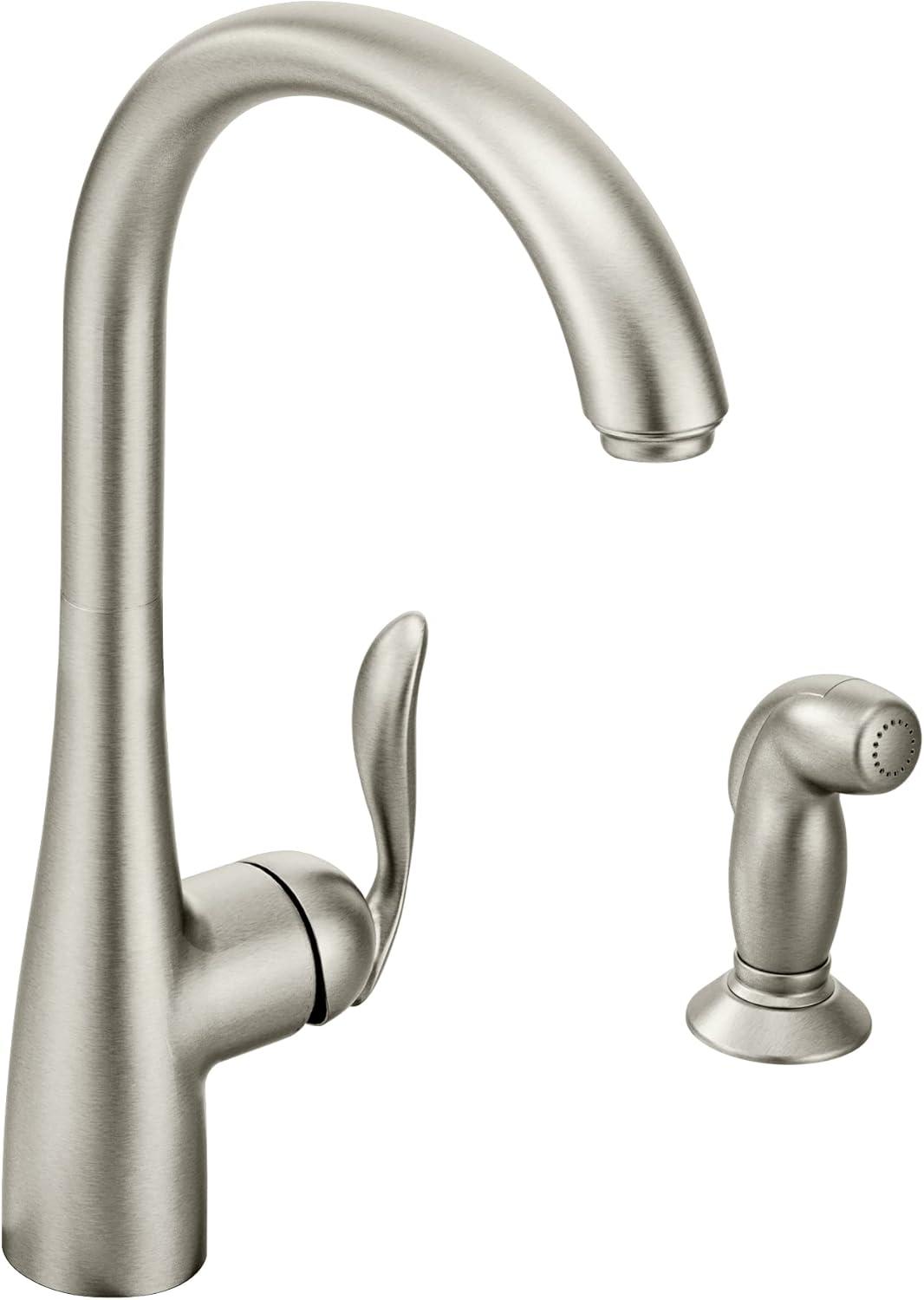 Stainless Steel Transitional Kitchen Faucet with Pull-out Spray