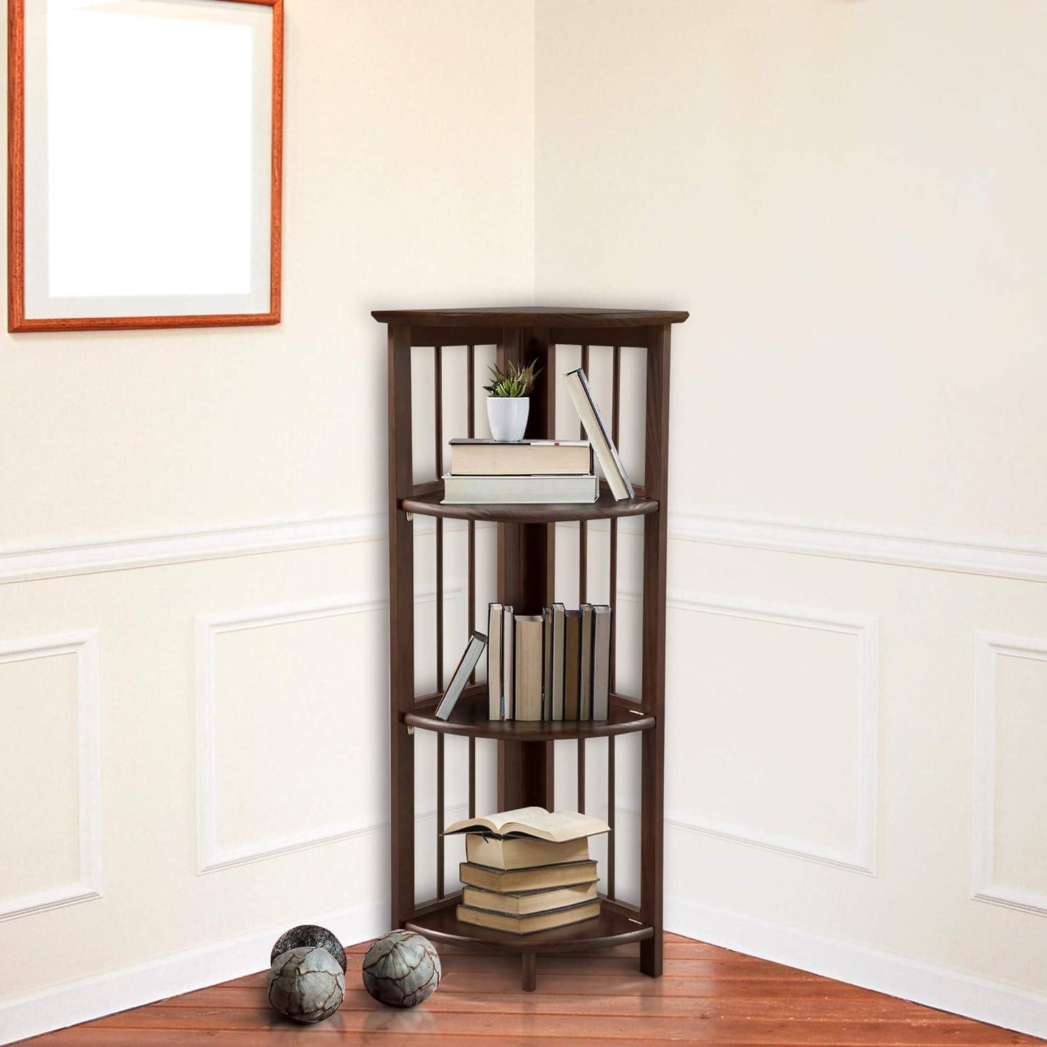 Betterbeds 4-Shelf Corner Folding Bookcase Folding, Wood/Multicolor, 10.25 lbs