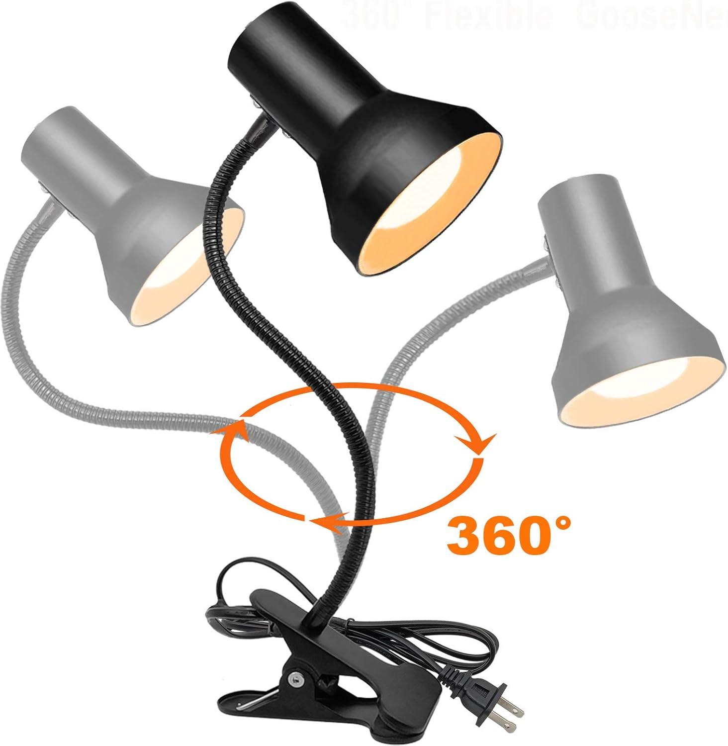 Black Adjustable Clip-On Gooseneck Lamp for Kids