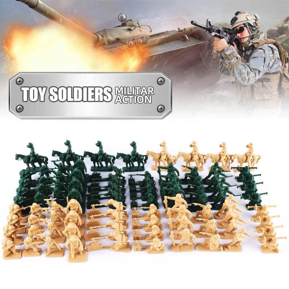 96 Pcs WWII Soldiers - Various Pose Army Men Action Figures with Military Map, Two Colors Soldiers for Kids