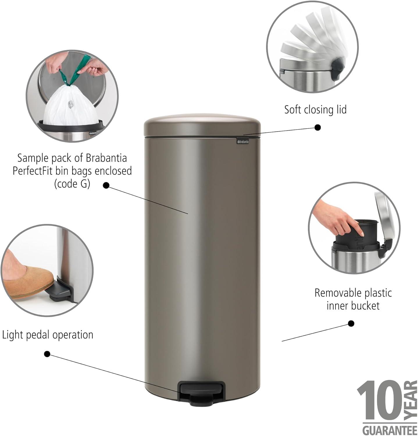 Brabantia NewIcon Step On Trash Can, 8 Gallon (30 Liter)