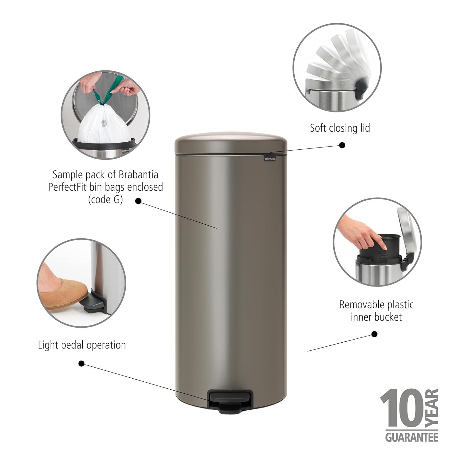 Brabantia NewIcon Step On Trash Can, 8 Gallon (30 Liter)