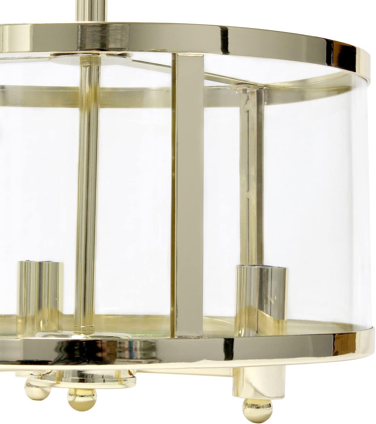 Gold and Glass 13" 3-Light Farmhouse Semi Flush Mount