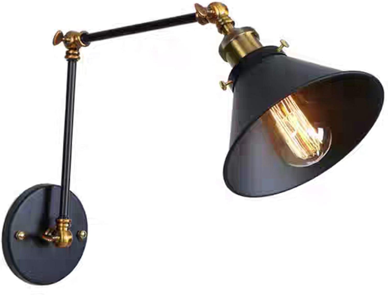 Matte Black and Brass Adjustable Wall Sconce