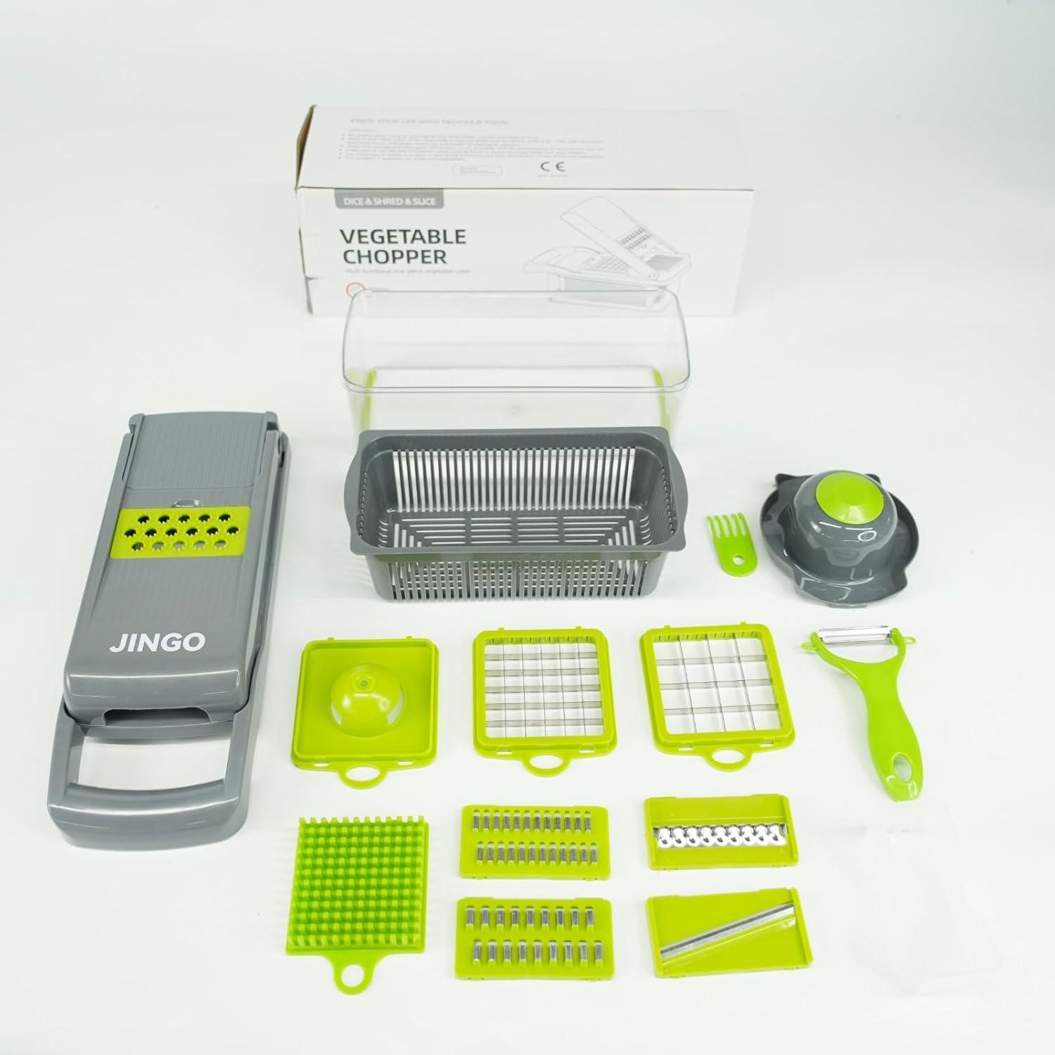 Vegetable Chopper,Pro Onion Chopper,14 in1 Multifunctional Food Chopper,Kitchen Veggie Chopper with 8 Blades,Vegetable Chopper With Container ,Vegetable Slicer Dicer Cutter,Salad,Garlic Chopper