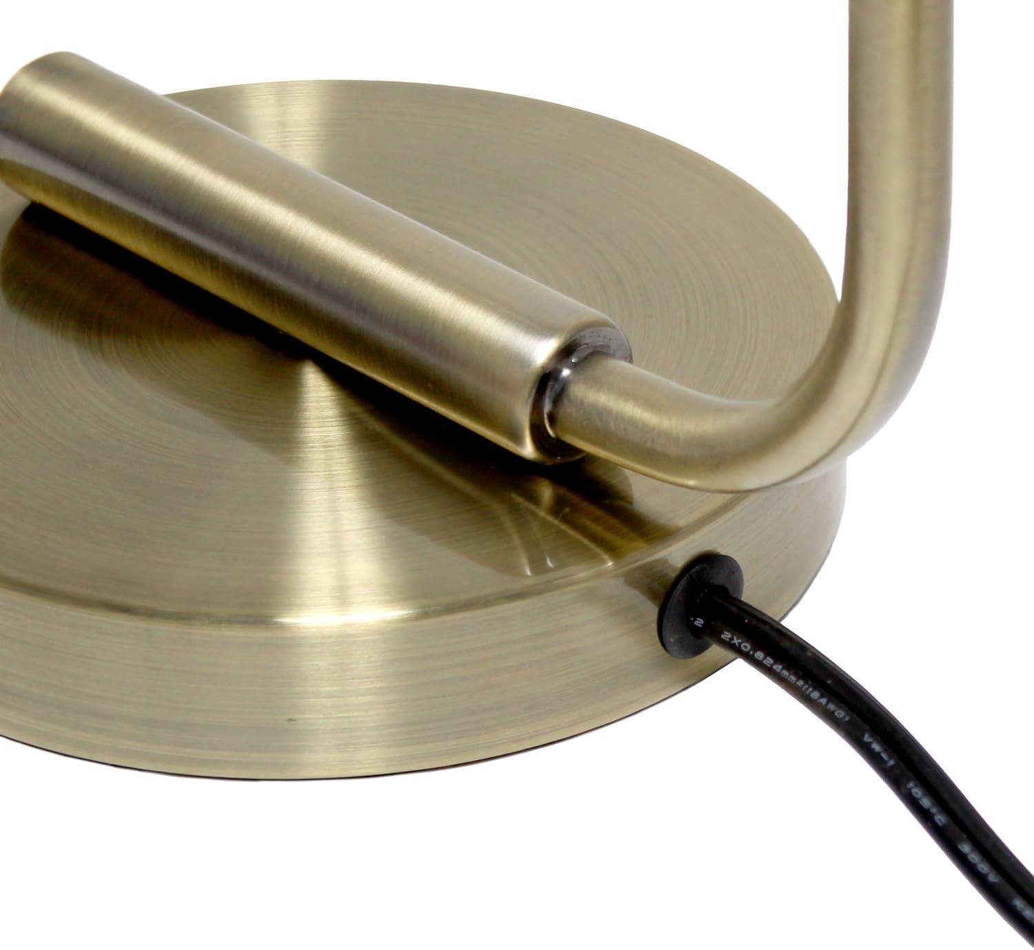 Simple Designs 18.8" Industrial Vintage Bronson Iron Desk Lamp with Glass Shade, Antique Brass