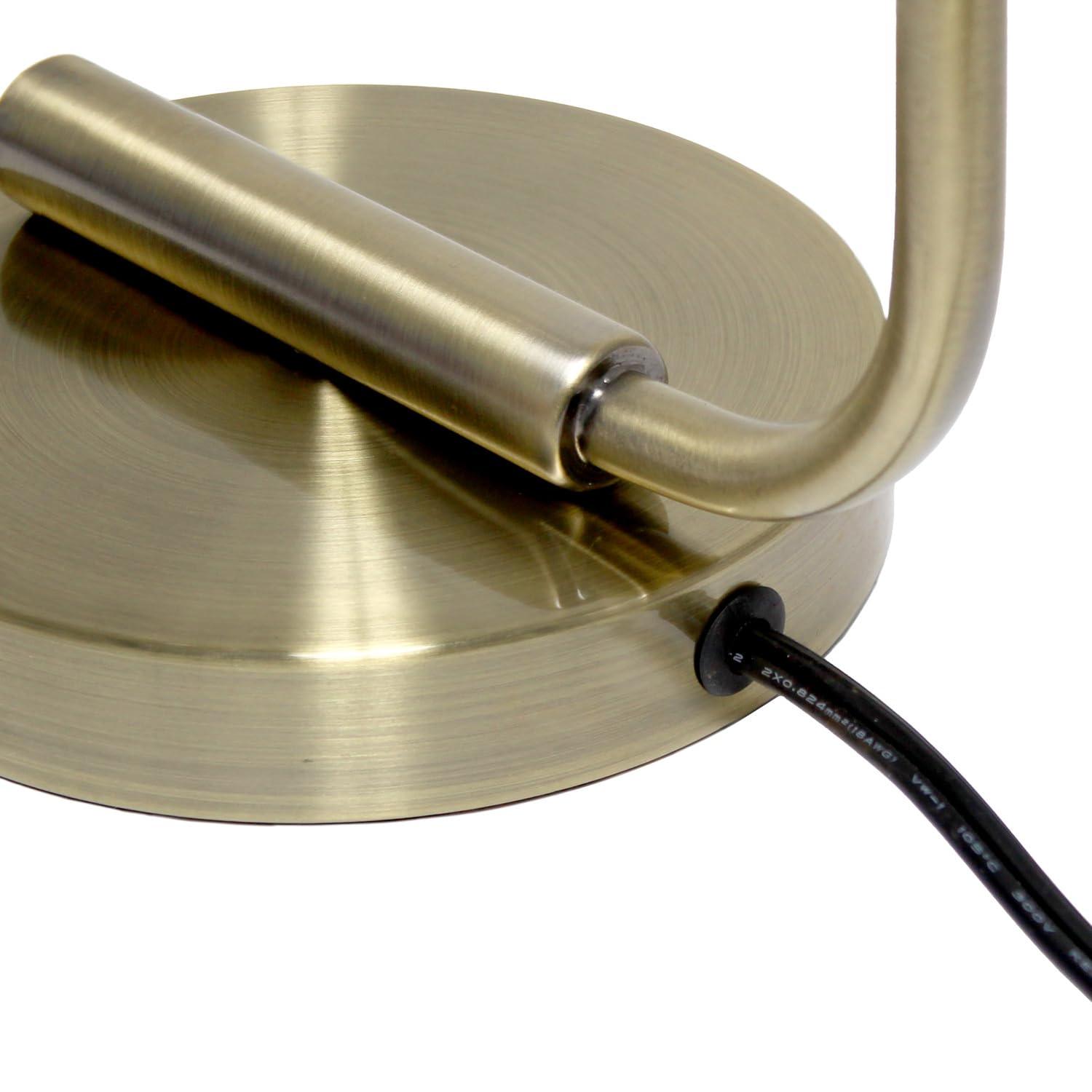 Simple Designs 18.8" Industrial Vintage Bronson Iron Desk Lamp with Glass Shade, Antique Brass