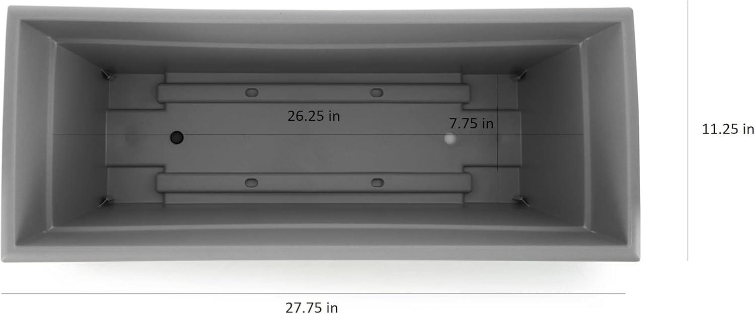 The HC Companies 28 Inch Romana Large Rectangular Planter Box - Lightweight Plastic Outdoor Plant Pot with Drainage for Decks, Patio, Pool, Warm Gray