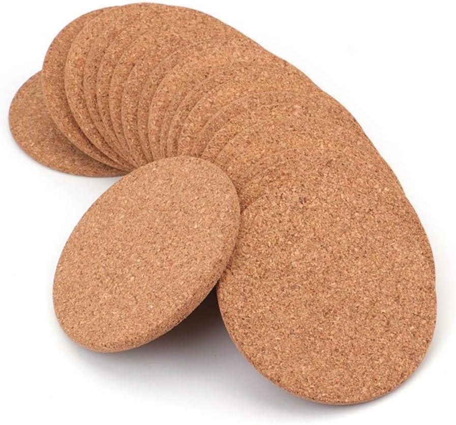 Tebery 20 Pack Round Absorbent Cork Coasters for Drinks