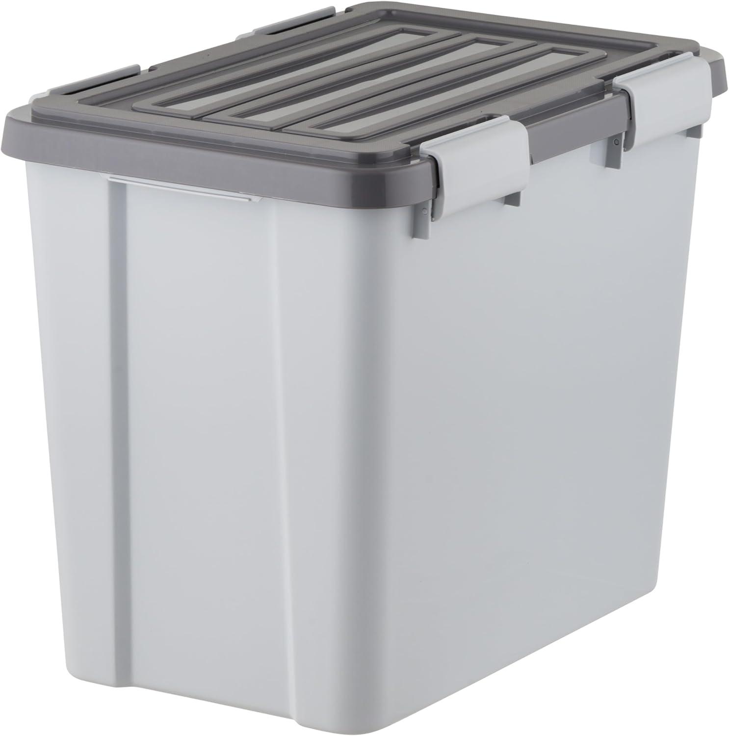 IRIS USA 40lbs/32qt Dog Food Storage Container with 2 Cup Scoop, Gasket Seal Lid, Gray/Dark Gray