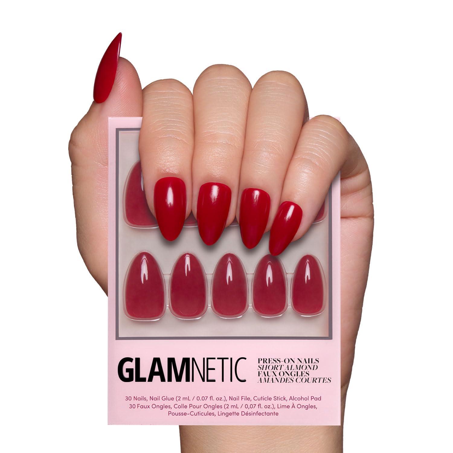 Classic Red Short Almond Press-On Nails Kit