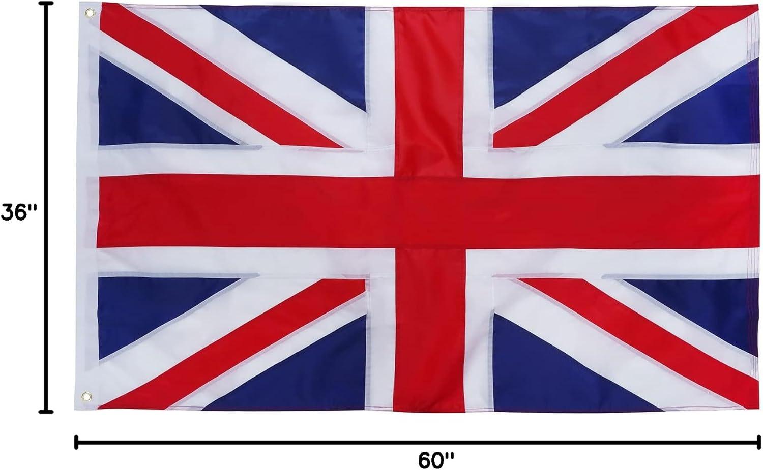 Patriotic UK Flag 3x5 Ft Polyester with Brass Grommets