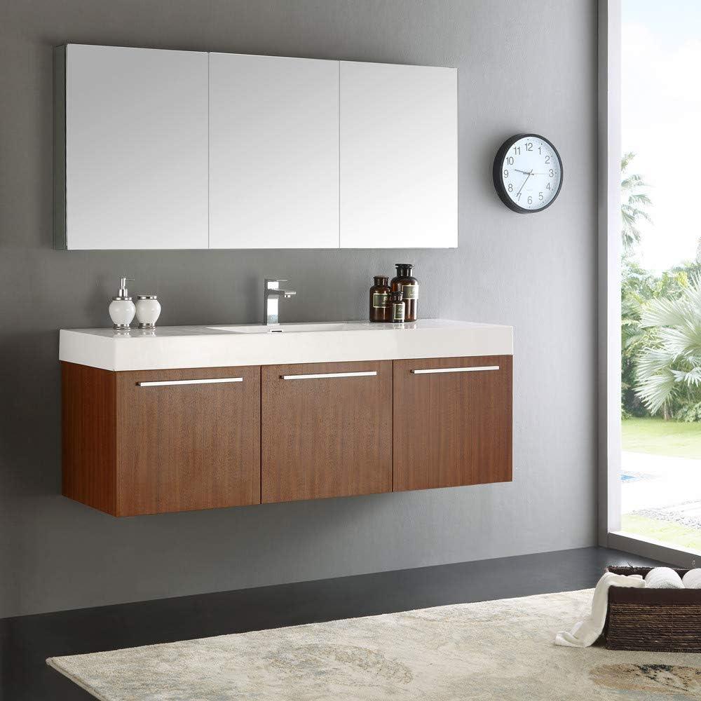 Fresca Vista 60'' Wall Mounted Modern Double Bathroom Vanity with Acrylic Vanity Top