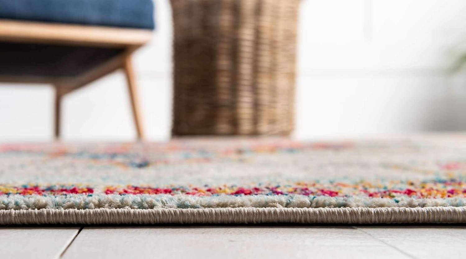 Unique Loom Penrose Collection Area Rug - Alexis (8' Square Ivory/Blue)