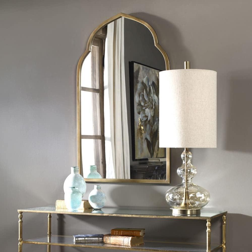 Contemporary Kenitra 24"x40" Arch Mirror in Antiqued Gold