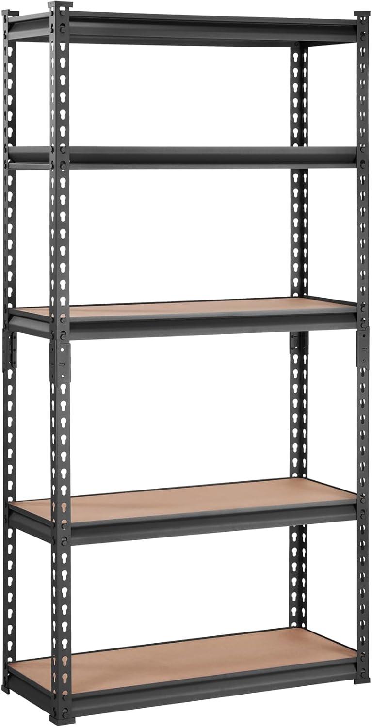 Black 5-Tier Adjustable Heavy Duty Metal Storage Shelving Unit