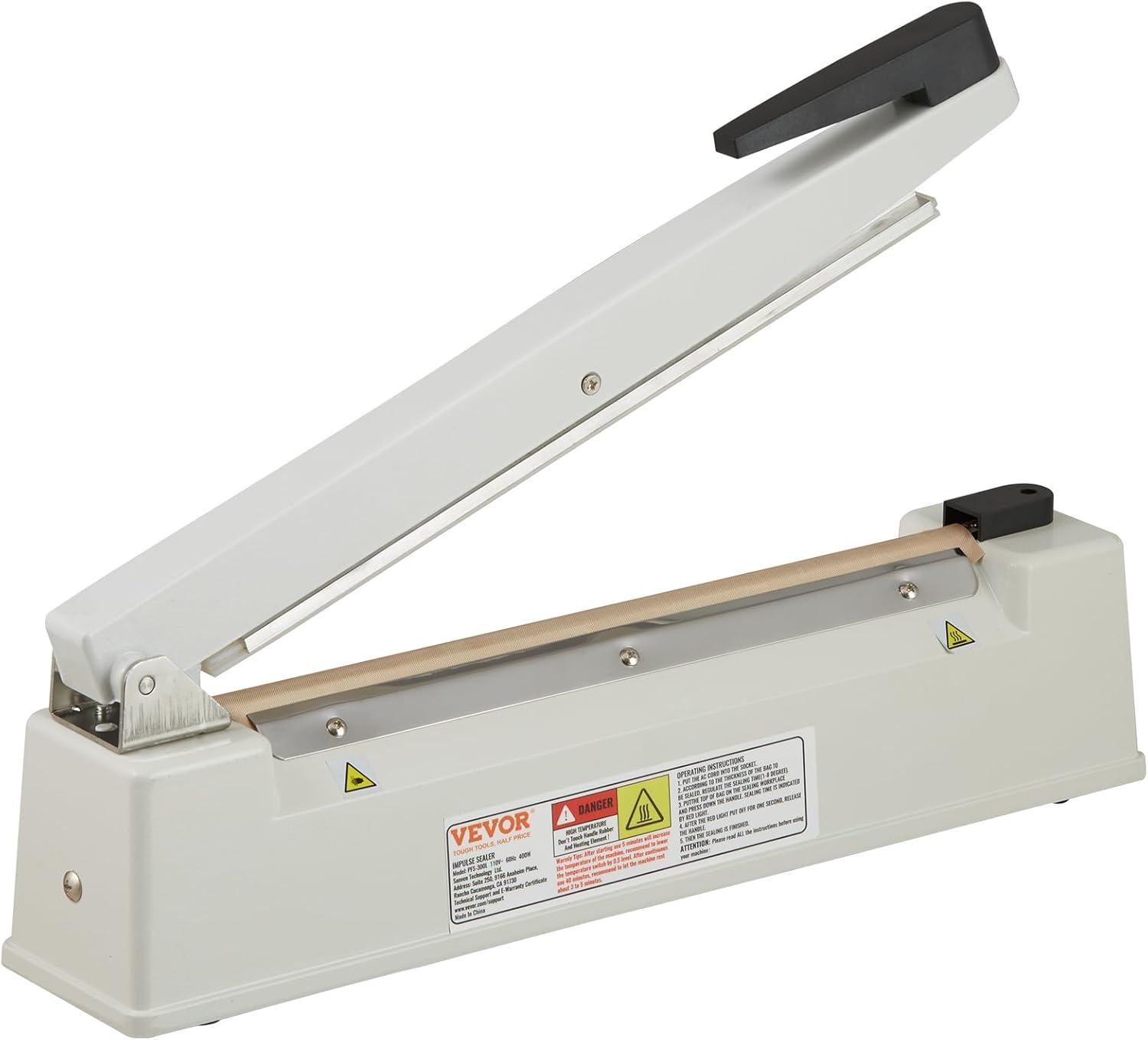 VEVOR VEVOR 12" Aluminum Hand Impulse Heat Sealer Machine Poly Plastic Bags Sealing
