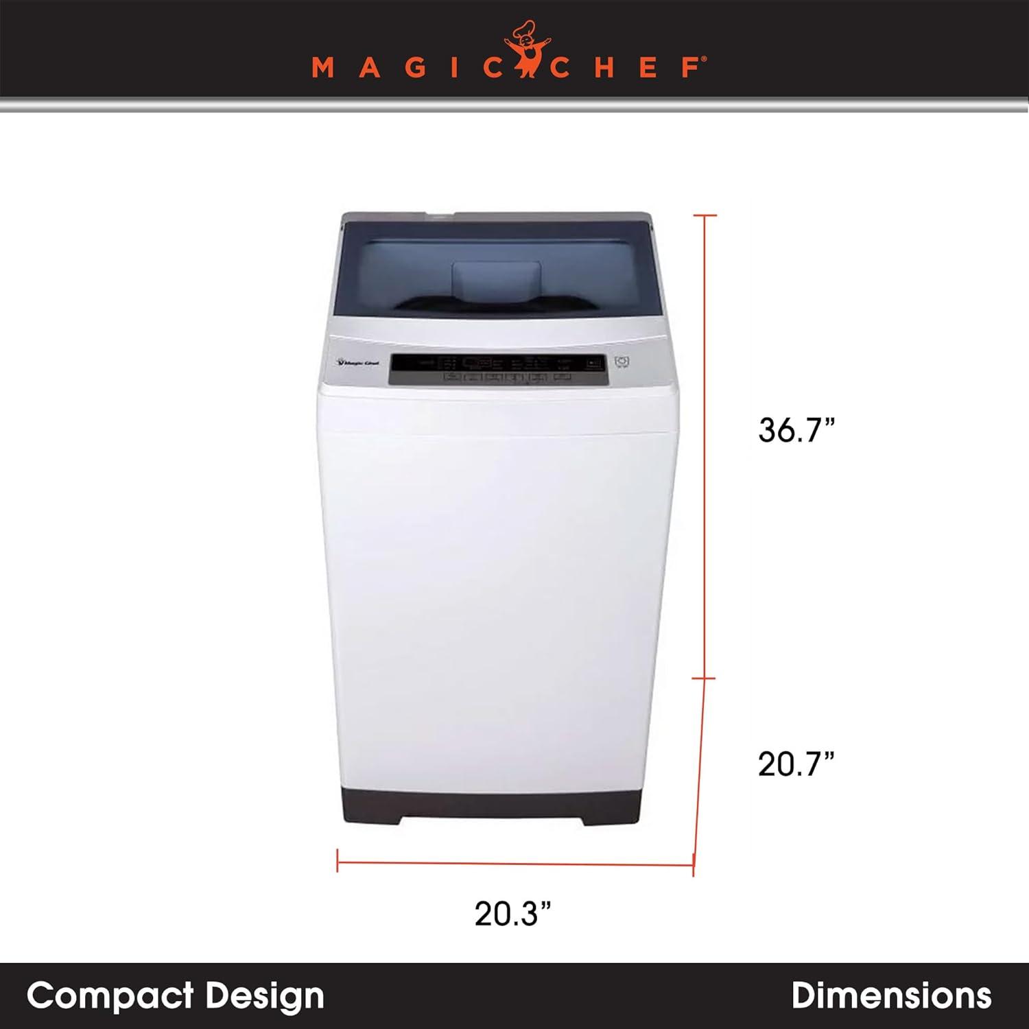 Magic Chef Portable Compact Top Load Washer with 6 Fully Automatic Wash Cycles and Water Pump Filtration for Laundry Use, Silver