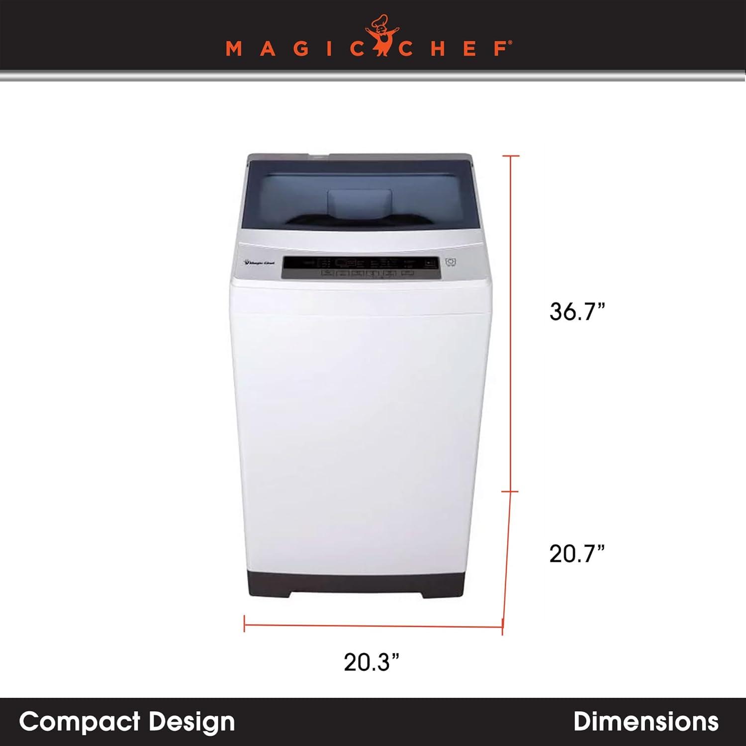 Magic Chef Portable Compact Top Load Washer with 6 Fully Automatic Wash Cycles and Water Pump Filtration for Laundry Use, Silver