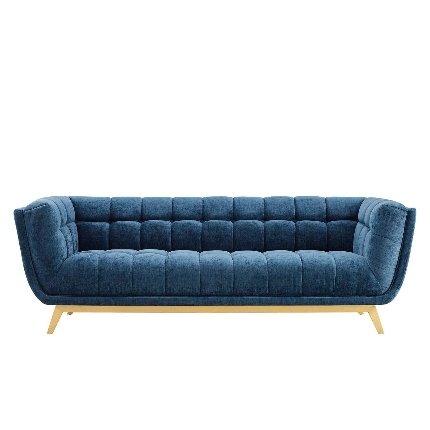 Sofa, Velvet, Blue Navy, Modern Contemporary Urban Design, Living Lounge Room Hotel Lobby Hospitality