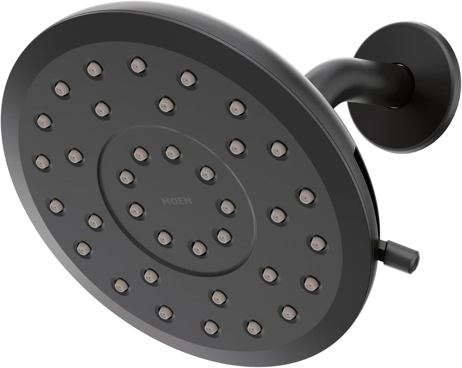 Matte Black Large Round Rain Shower Head with 8-Spray Settings