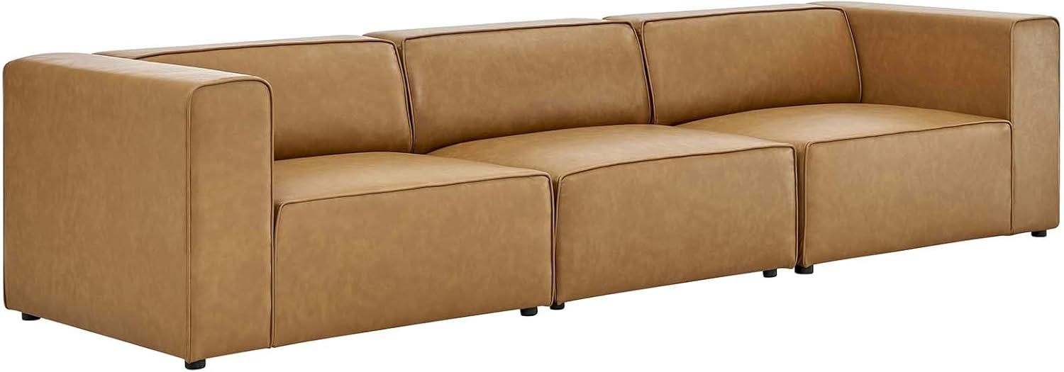 Mingle Contemporary 3-Piece Tan Faux Leather Sectional Sofa