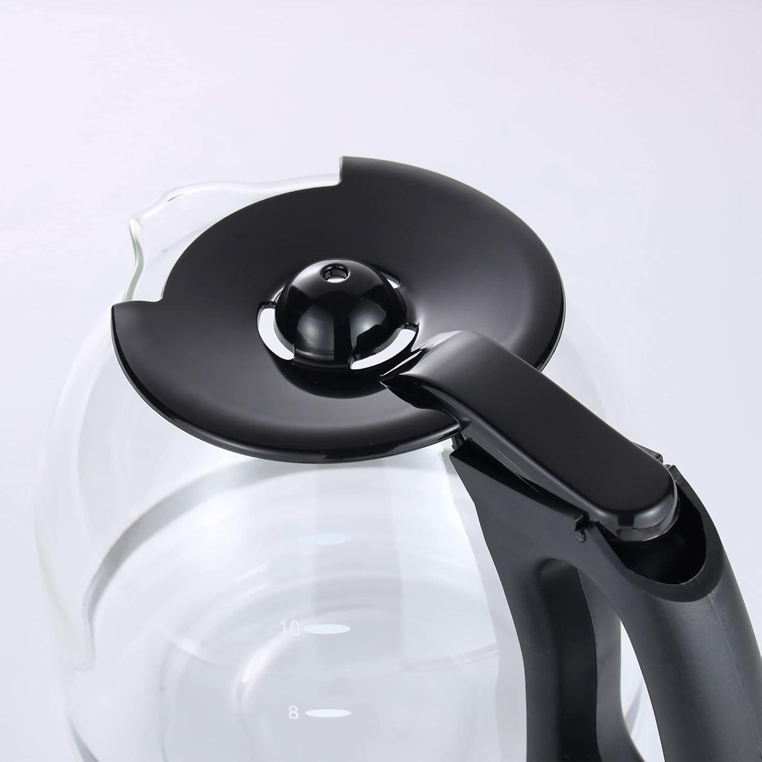 12-Cup Glass Replacement Carafe for Mr. Coffee Model #SK12, SK13, EHX23, JWX31, SJX23, SJX39 (Black, Replaces PLD12-RB)