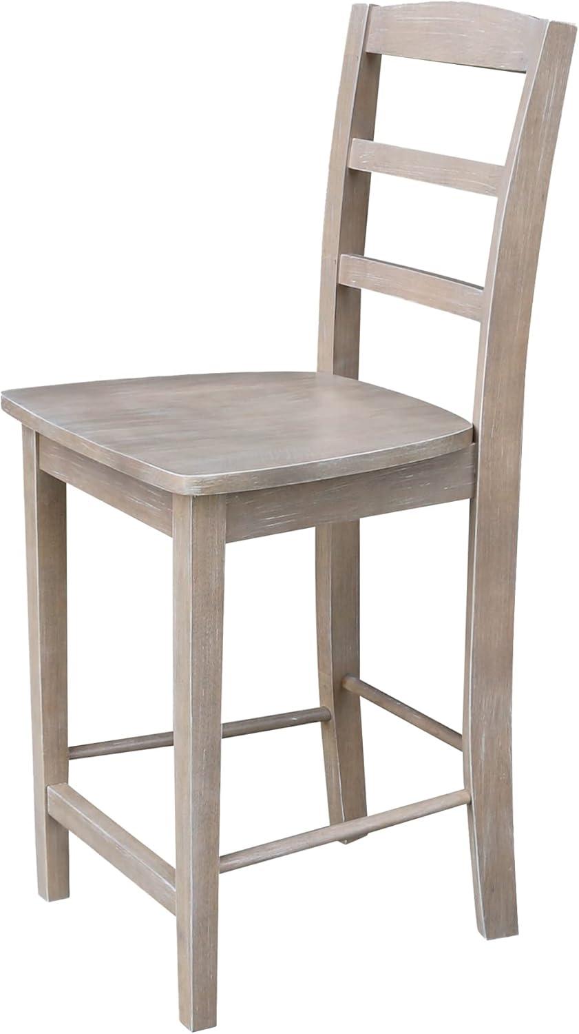 International Concepts 24" Madrid Counter Height Barstool Washed Gray/Taupe : Hardwood Ladder-Back, Spot Clean