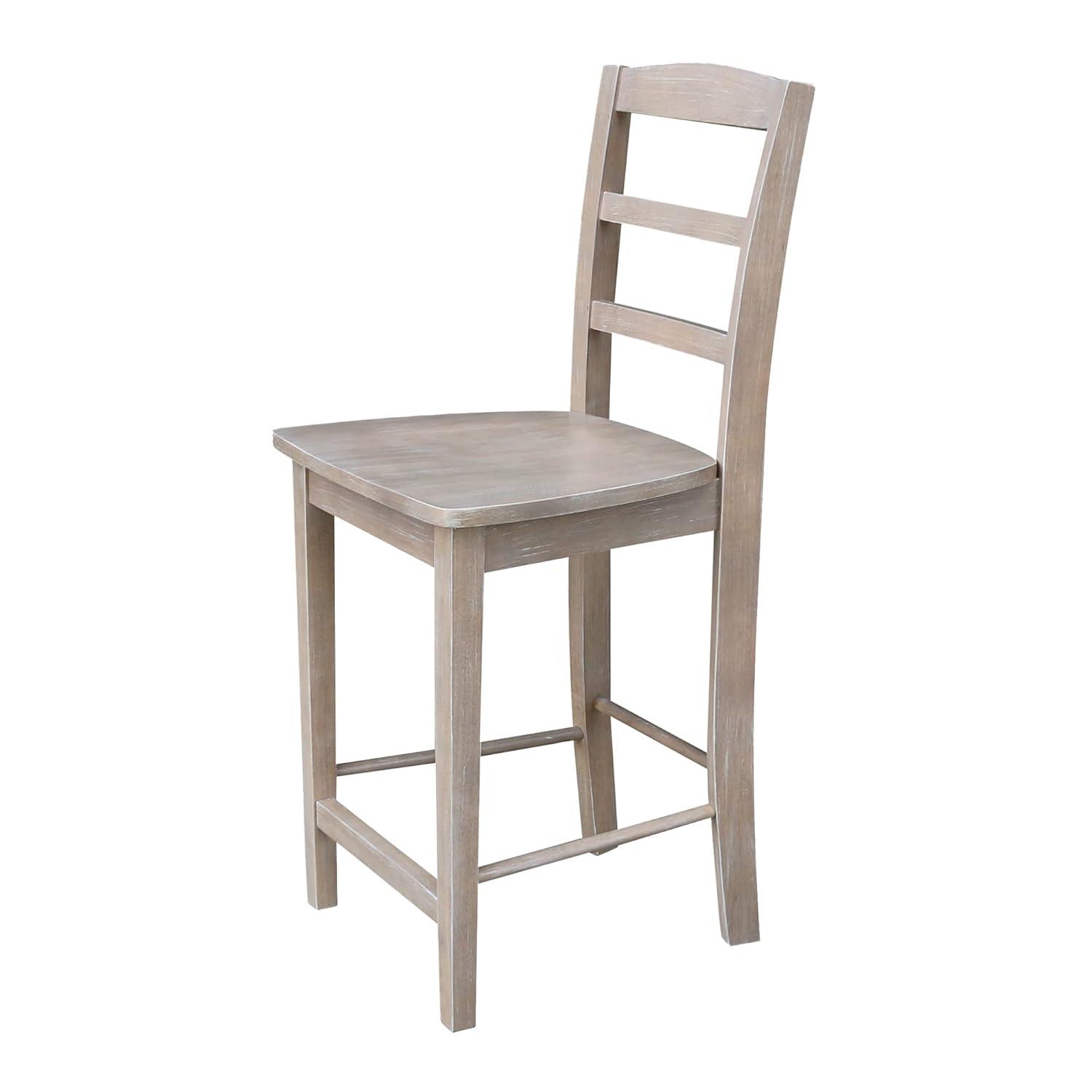 International Concepts 24" Madrid Counter Height Barstool Washed Gray/Taupe : Hardwood Ladder-Back, Spot Clean
