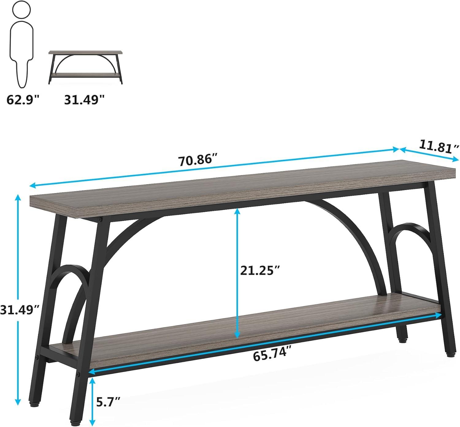 Tribesigns 70.8 inches 2-Tier TV Stand Extra Long Sofa Console Tables, Grey and Black