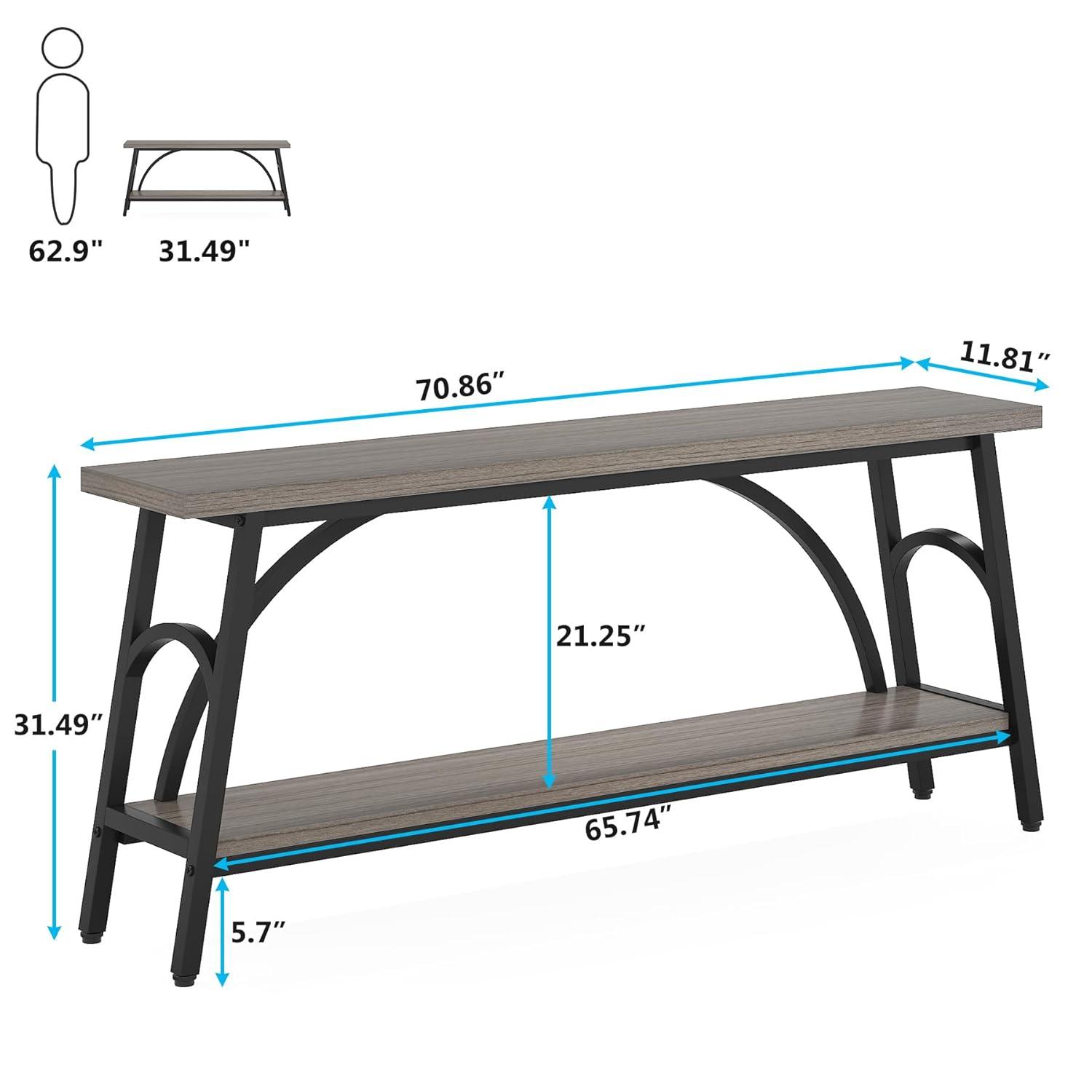 Tribesigns 70.8 inches 2-Tier TV Stand Extra Long Sofa Console Tables, Grey and Black