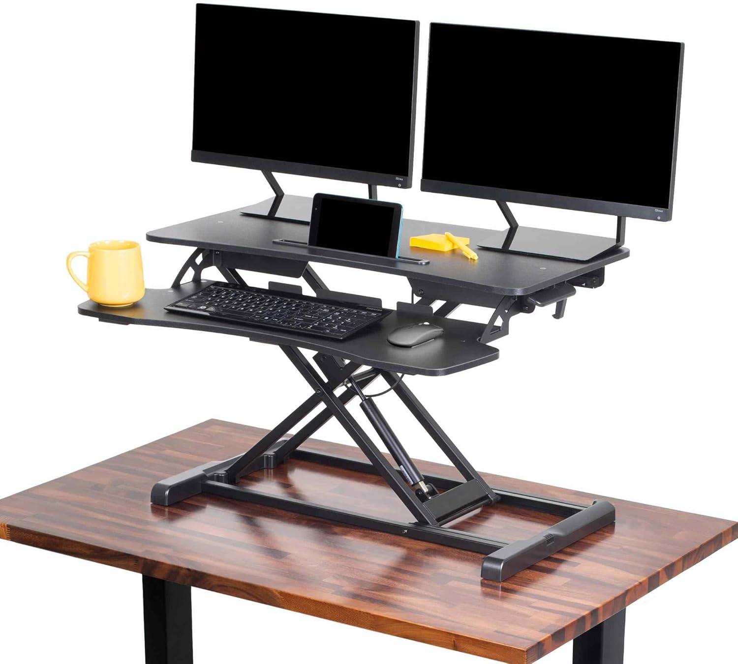 FlexPro Hero Standing Desk Converter - 32” Sit to Stand Desk with Keyboard Tray – Stand Steady