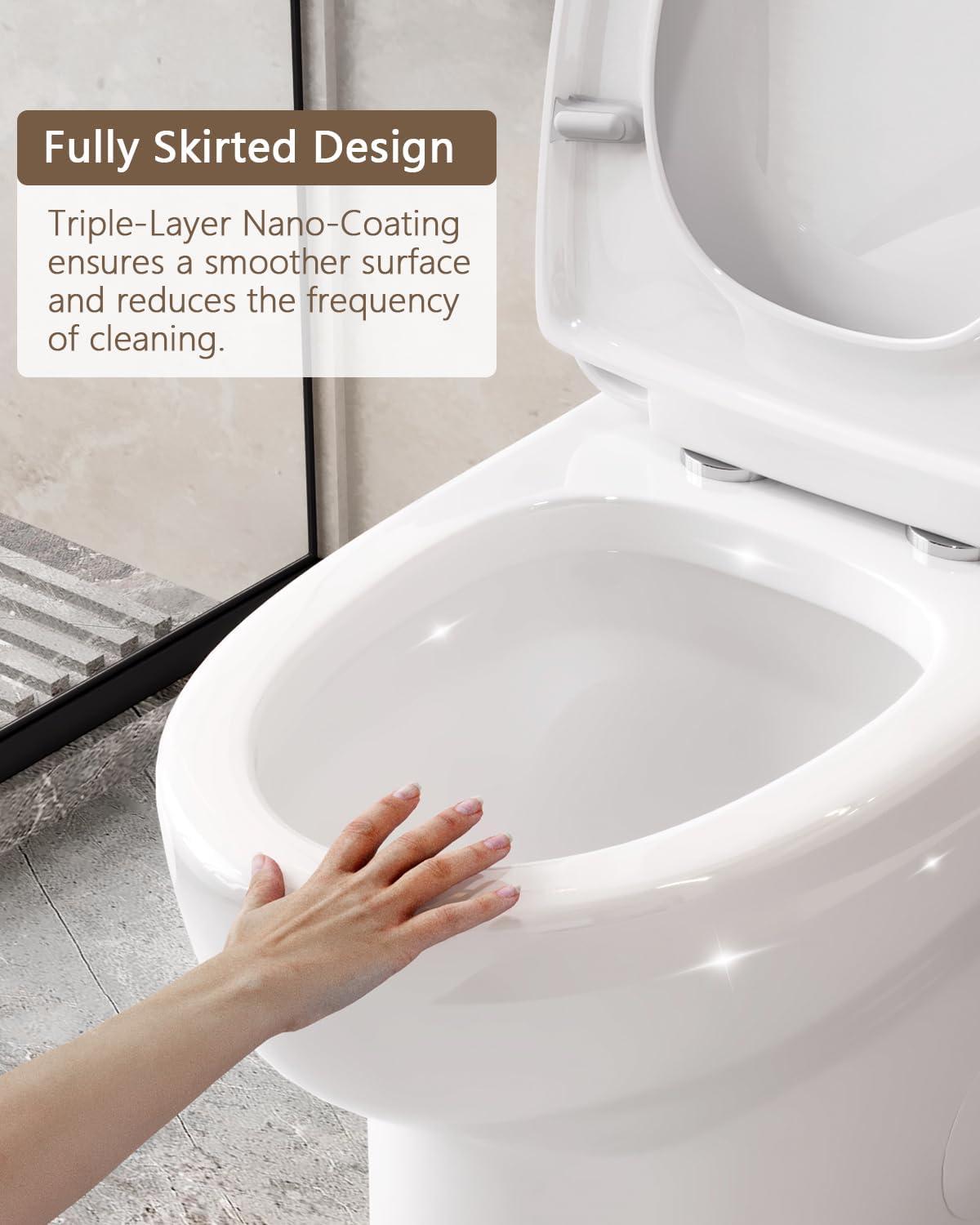 Ally Standard Bathroom Toielt, Modern Toilet with Comfort Chair Height Floor Mounted(Seat Included)