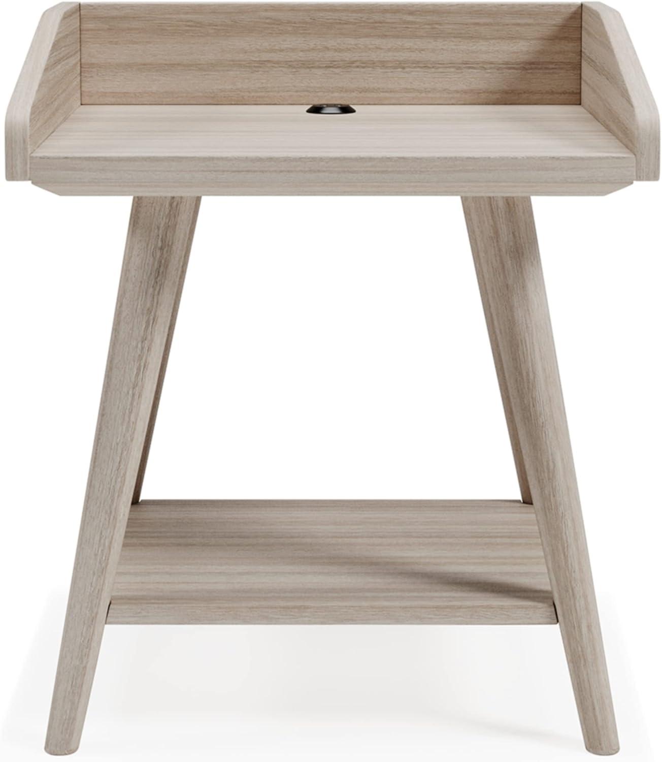 Blariden Transitional Beige Wood Accent Table with USB Chargers