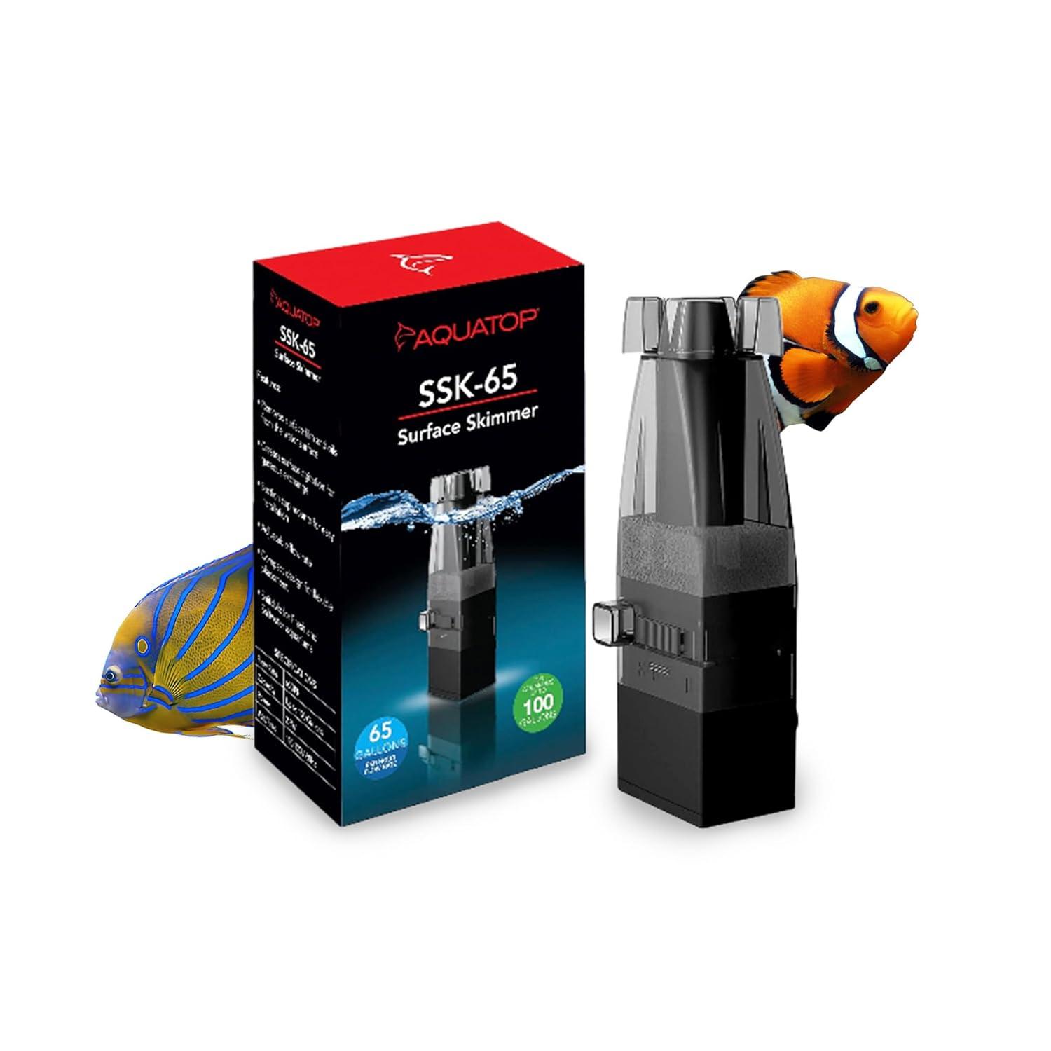 Aquatop Aquarium Surface Skimmer, 65 gallons per hour for Fish Tanks up to 100 gallons, SSK-65