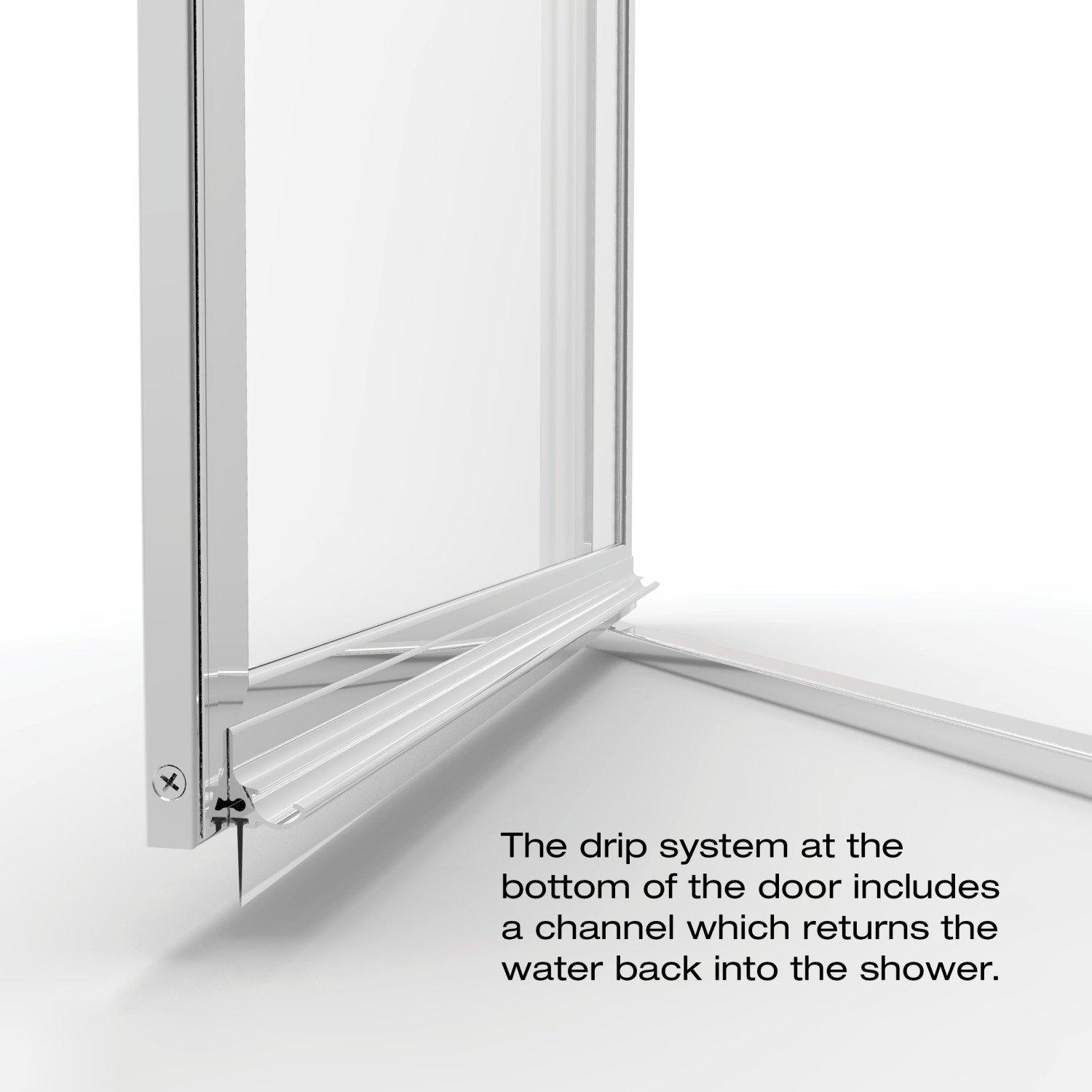 Deluxe 57.625'' W 65.12'' H Framed Neo-angle Reversible Shower Enclosure